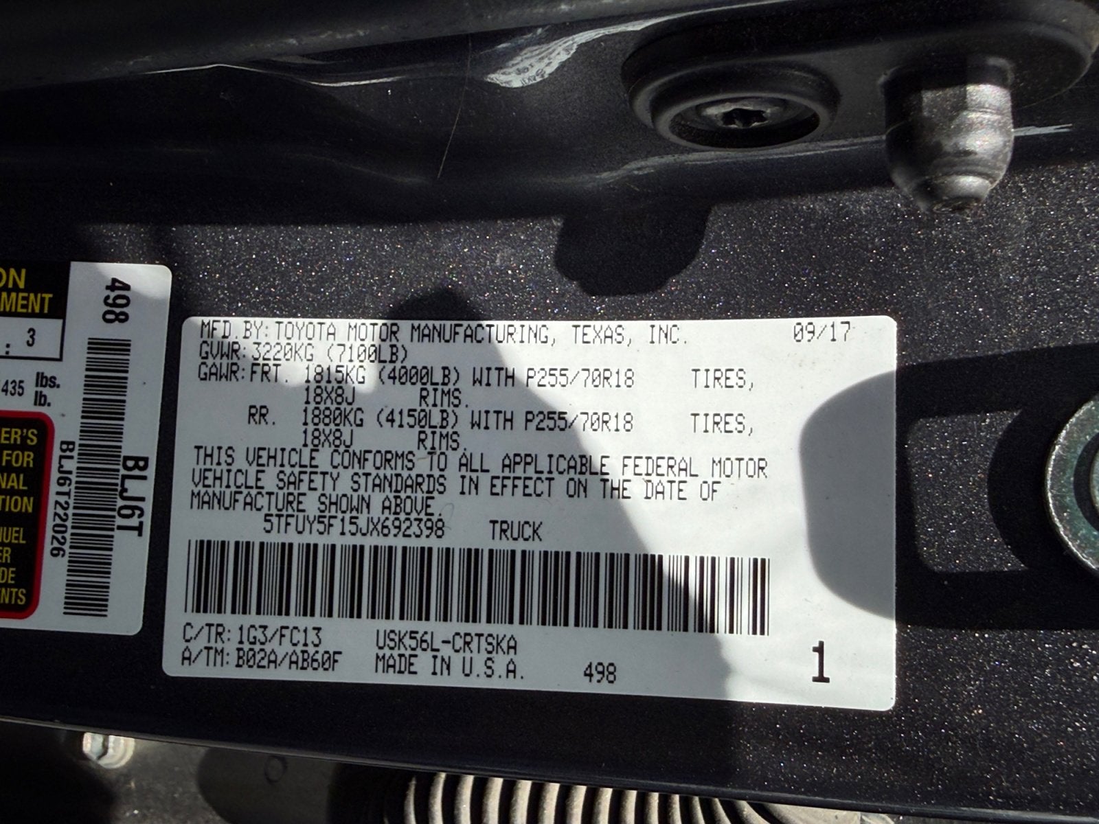 2018 Toyota Tundra 4WD Truck SR5