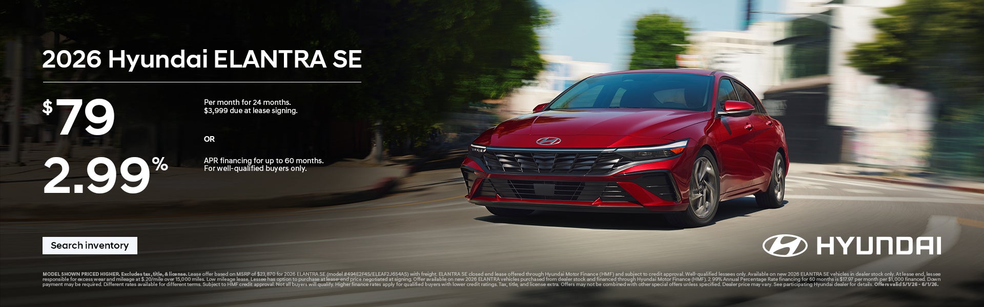 2026 Hyundai Elantra APR or Lease Offer
